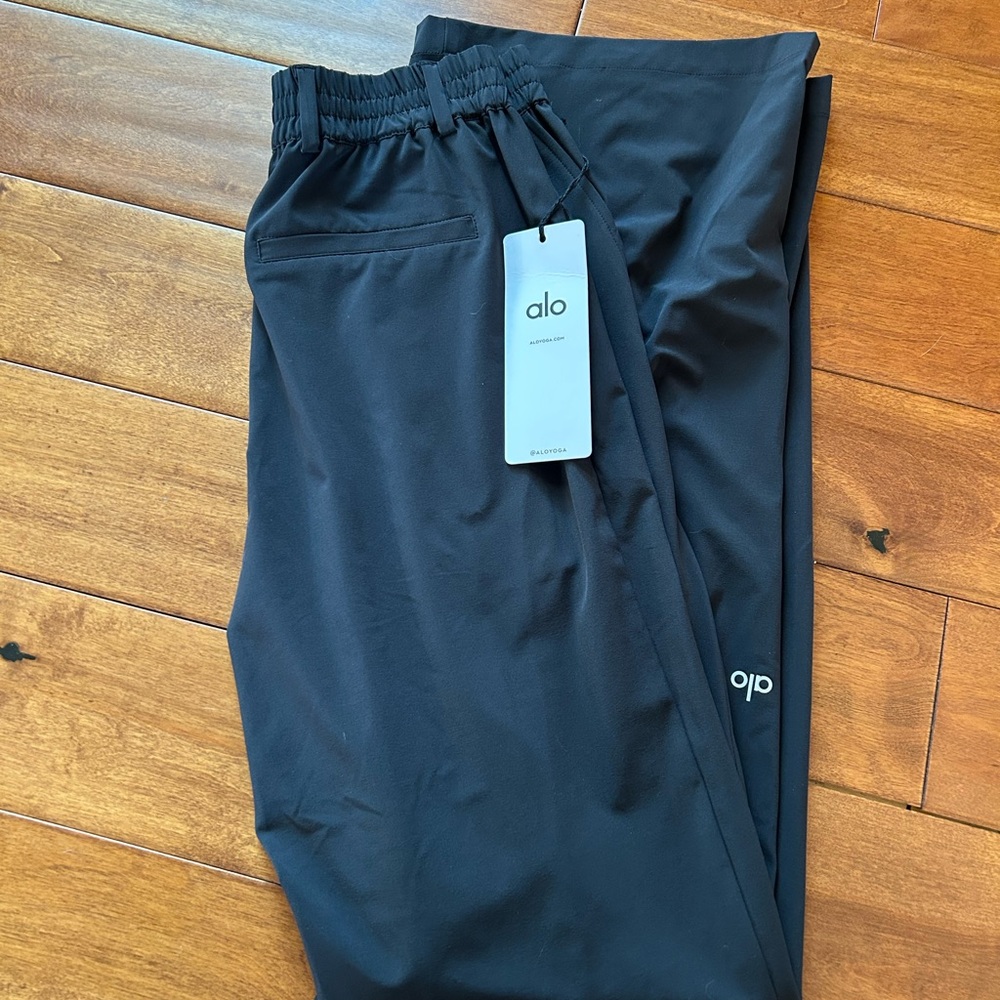 ALO Yoga Black High-Rise Wide-Leg Trousers